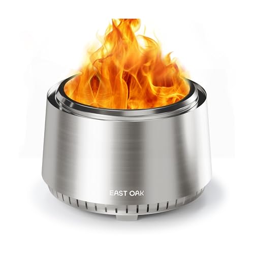 EAST OAK Fuoco Smokeless Fire Pit 21'' for Patio and Outdoor, Stainless Steel Firepit Wood Burning Fireplace with Carrying Bag, Portable Outdoor Fire Pit with Stand & Removable Ash Pan for Outside