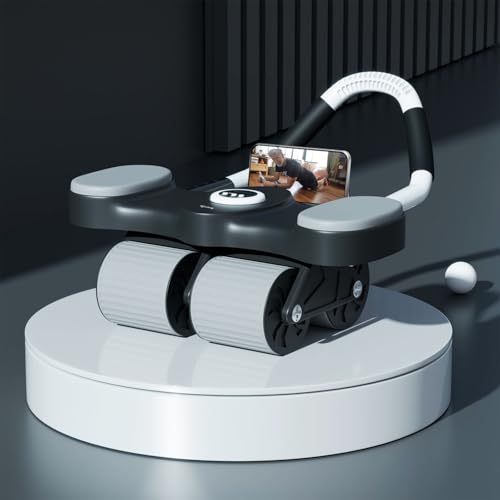Lifelong 4 Wheels ABS Roller- Abdominal Exercise Equipment for Home Gym - Ab Roller with Elbow Support, Knee Pad & Mobile Holder- Exercise Wheels for 