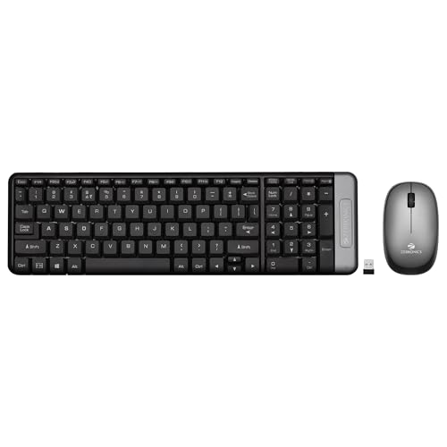 ZEBRONICS Companion 104 2.4GHz Wireless Keyboard & Mouse Combo, 100 Keys, Laser Printed Keycaps, Integrated Multimedia Keys, 3 Button Mouse, 1200 DPI,