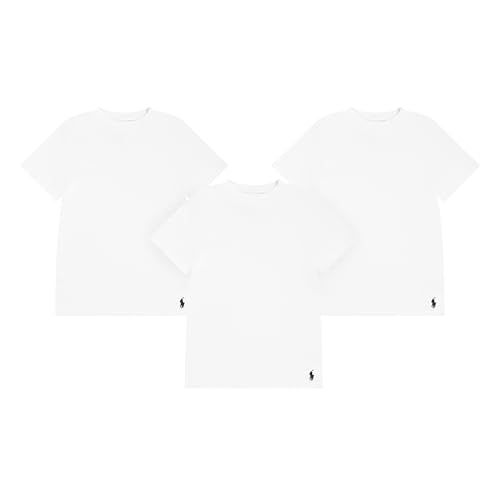 POLO RALPH LAUREN Boys' Multi-Pack Short Sleeve Undershirt, White 3-Pack