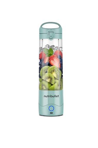 (-19%) nutribullet Portable, Smoothie Maker to go, 475 ml BPA-freier Becher, kabellos, wiederaufladbar für 15+ Mixvorgänge, tragbarer mini Mixer für mix & go, zerkleinert Eis & Obst, Hellblau, NBP003LBL