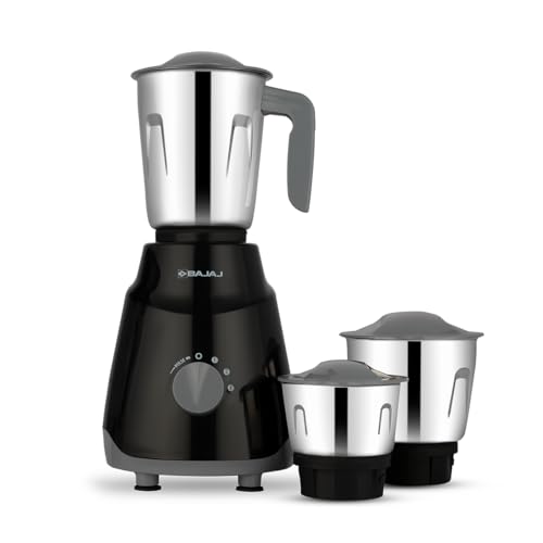 Bajaj GX1 Ninja Series 500W Mixer Grinder With 3 Jars (Stainless Steel Jars) | Superior Mixie For Kitchen | Durable Mixer Grinder | DuraCut Blades | 2