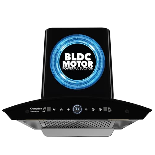 Crompton QuietPro Plus BLDC 1600m3/hr 60cm Curved Chimney| Filterless Intelligent Autoclean| Smart On| Touch+ Motion Sensor Control| 10Yrs Motor & 2Yr