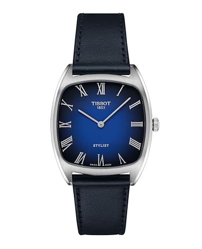 Tissot Stylist, Swiss Quartz Watch, Navy Dial and Leather Strap, 32 mm, Stainless Steel Case, T1599091604300