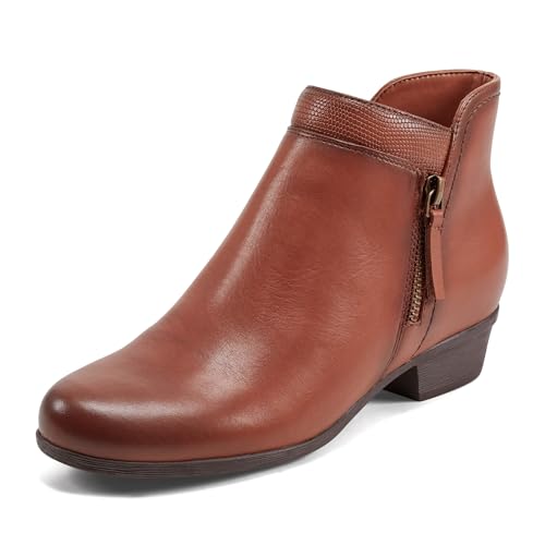 Rockport Women's Carly Bootie Ankle Boot, Medium Natural Leather, 9