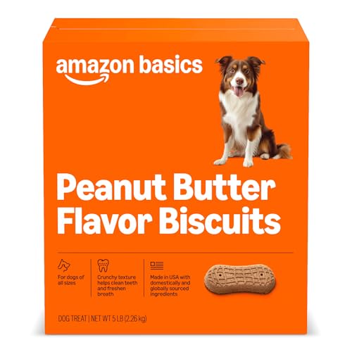 Amazon Basics Peanut Butter Flavor Biscuits Dog Treats 5 lb. Box