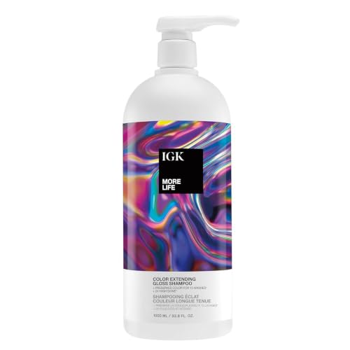IGK More Life Color Extending Gloss Shampoo for Color-Treated Hair, 33.8 Oz