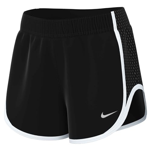 Nike Women's Tempo Dri-Fit Mid-Rise Brief-Lined Running Shorts, Black/Black/White/Reflective Silver, Large