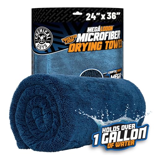 Chemical Guys, Megalodon, Microfiber Drying Towel with Twisted Loop Technology (Super Plush for Car, Truck, SUV, RV, & More) 24" x 36" Dark Blue - MIC531
