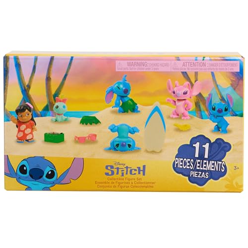 Just Play Disney Stitch Collectible Figure Set with Accessories, 11-Pieces, 2-inch Figurines, Collectible Toys, Home Decoration, Kids Toys for Ages 3 Up