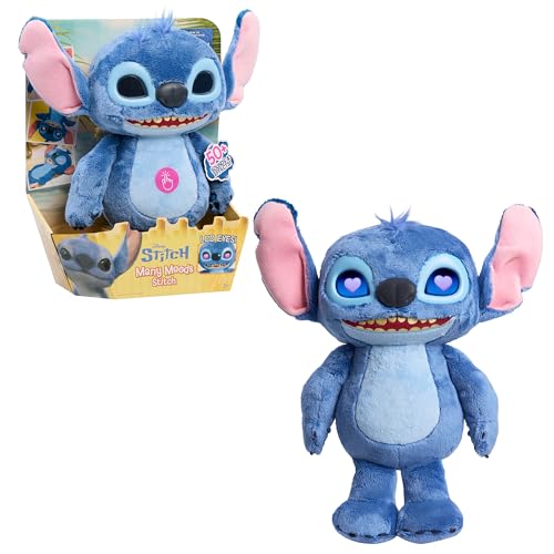 Just Play Disney Stitch Many Moods 14-inch Interactive Plush, 50+ Sounds & Effects, LCD Eyes, Inspired by Disney's New Live-Action Lilo & Stitch Movie, Toy for Fans, Girls, Boys, Kids 3+