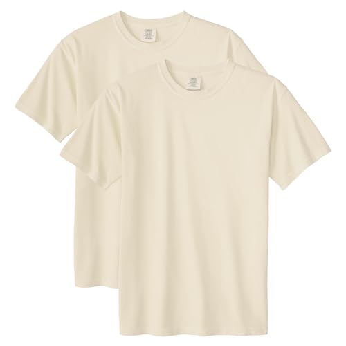 Comfort Colors Adult Heavyweight Short Sleeve Tee, Style G1717/G1745, Ivory (2-Pack), Medium