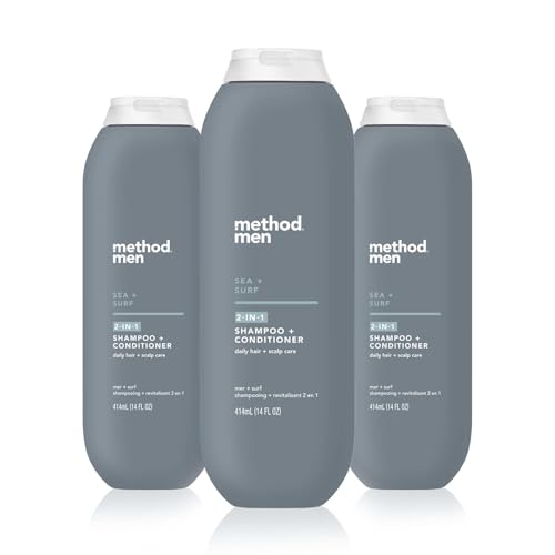 Method Men 2-in-1 Shampoo + Conditioner, Sea + Surf, 14 Ounces (Pack of 3)