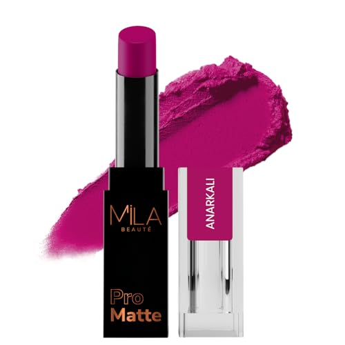 Mila Beauté Pro Matte Lipstick | Highly Pigmented & Long lasting | Semi Matte Finish | Light Weight Lipstick | Single Swipe Application | Luxurious Li