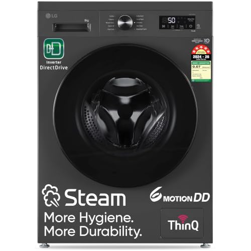 LG 8 Kg, 5 Star, Wi-Fi, Direct Drive Technology, Steam Wash, 6 Motion DD, Fully-Automatic Front Load Washing Machine (FHB1208Z4M, Allergy Care, In-Bui