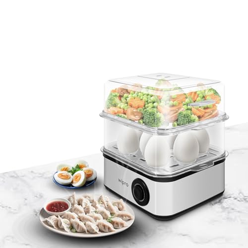 Wipro Elato BE201 4in1 Multicooker 500 Watt - Boils up to 16 Eggs, Steam Rice, Poach Eggs, Cook Vegetables - 3 Boiling Modes, Concurrent Cooking - 2 Y
