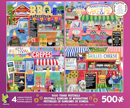 Ceaco - 4 in 1 Multipack - Food Trucks - (4) 500 Piece Jigsaw Puzzles