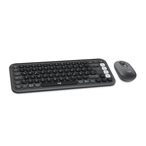 🔥 STARKER PREIS (-50%) Logitech POP ICON Combo, Bluetooth-Tastatur-Maus-Set, Komfortables Tippen, programmierbare Tasten, leise Klicks, Easy-Switch für bis zu 3 Geräte, QWERTZ DEU – Grafit