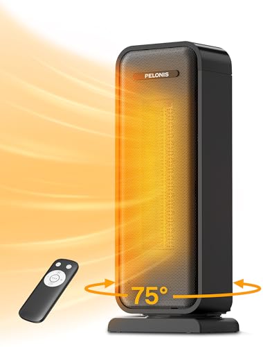 Pelonis 1500w Electric Space Heater for Indoor Use with Thermostat, Oscillation and Remote – Portable Ceramic Heater for Bedroom, Home and for Office Under Desk