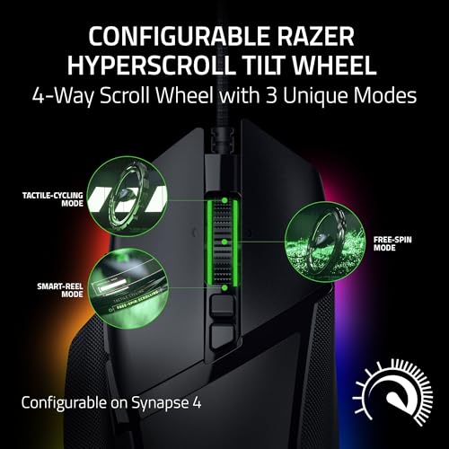 Razer Basilisk V3 35K Wired Ergonomic Gaming Mouse : HyperScroll Tilt Wheel - 35K DPI Optical Sensor Gen 2-13 Customizable Controls - Chroma RGB - Opt