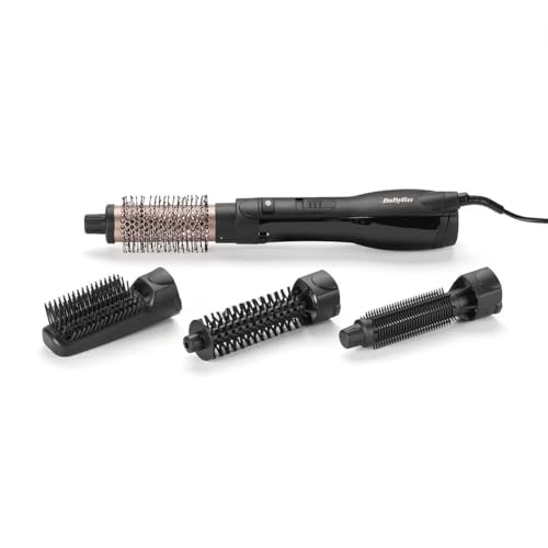 (-55%) BaByliss Smooth Finish 1200 – 4‑in‑1 Warmluftbürste zum Trocknen, Formen, Glätten & Volumenstyling, Ionen‑ & Keramiktechnologie, 4 Aufsätze, 1200W, Schwarz/Pink, AS122E