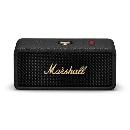 (-35%) Marshall Emberton III tragbare Bluetooth Lautsprecher, kabellos, IP67 Staub und wasserfest, über 32 Stunden Spielzeit - Schwarz und Messing