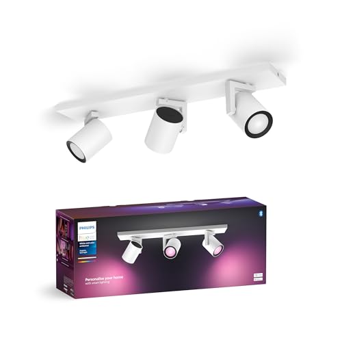 (-27%) Philips Hue White & Color Ambiance Argenta Deckenlampe mit 3er Spot (1.050 lm), dimmbare LED Spots mit 16 Mio. Farben, smarte Lichtsteuerung über Sprache und App, weiß, neue Generation