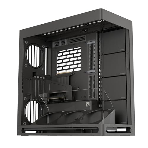 HAVN HS 420 VGPU Dual-Chamber Mid Tower ATX PC Case Black | PCIe 5.0 Vertical GPU Kit, 11x 140mm Fan Slots & 2X 420mm Radiator Support, SimpliCable Cable Management, Tempered Glass, PWM Fan Hub