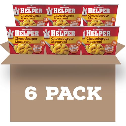 Hamburger Helper Cheeseburger Macaroni Microwave Cup, 2 oz (6 Pack), Real Beef, 9g Protein, Hearty, Cheesy, and Ready in 4 Minutes, Perfect for Midweek Dinners, Busy Evenings, and Families on the Go