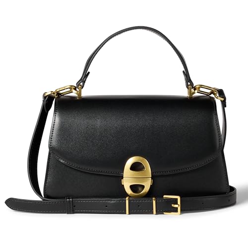 Amazon Essentials Women's Top Handle Handbag, Black Faux Leather, One Size