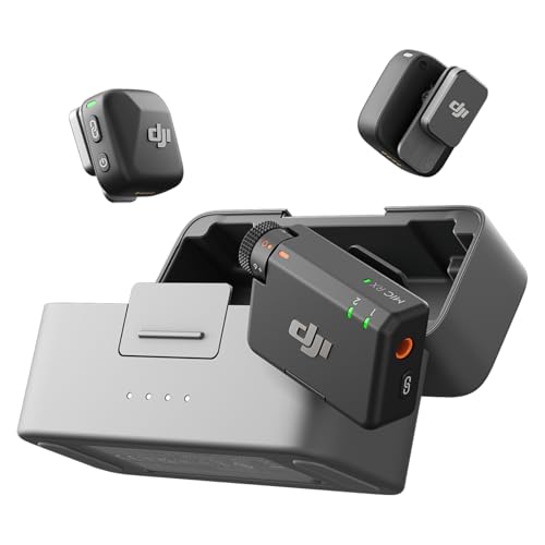 DJI Mic Mini (2 TX + 1 RX + estuche de carga), micrófono inalámbrico Lavalier para iPhone/cámara/Android, ultraligero, audio rico en detalles, uso de 48 horas, cancelación de ruido, limitación