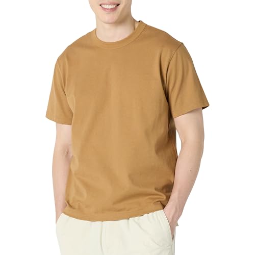 Amazon Essentials Men's Relaxed-Fit Heavyweight Cotton T-Shirt, Dark Tan, X-Large