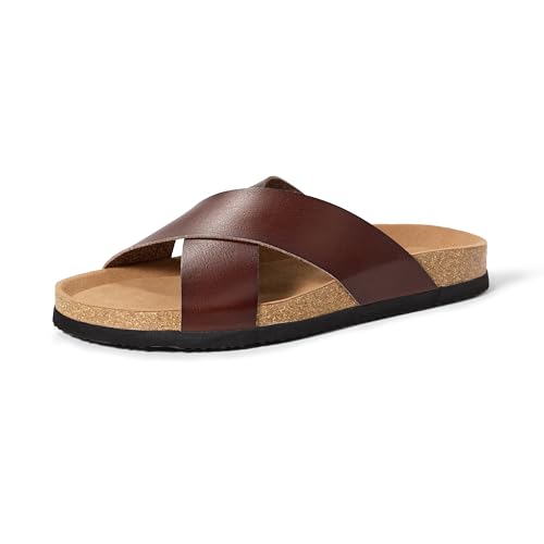 Amazon Essentials Men's Crossover Sandals, Brown, 11