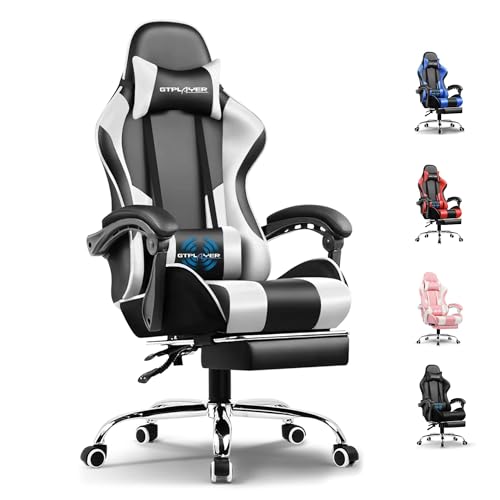 GTPLAYER #1USA Multi-Functional Ergonomic Gaming & Computer Chair – Massage Cushion, Premium PU Leather, Adjustable Neck & Lumbar Pillow for Back