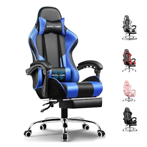 GTPLAYER #1USA Multi-Functional Ergonomic Gaming & Computer Chair – Massage Cushion, Premium PU Leather, Adjustable Neck & Lumbar Pillow for Back Supp