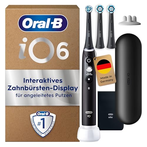 🔥 STARKER PREIS (-42%) Oral-B iO Series 6 Elektrische Zahnbürste mit 3 Aufsteckbürsten, Schwarz