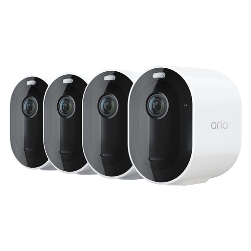 Arlo Pro 5S Spotlight Security Camera 2K HDR | Outdoor | Wireless | Dual-Band Wi-Fi Connects to Strongest Network |12X Zoom, 2-Way Audio, Siren, Color Night Vision,Live Stream(White, 4 Cameras)