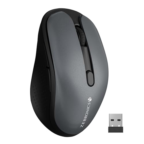 ZEBRONICS Charm Rechargeable Wireless Mouse, Dual Mode (2.4GHz + BT), Dual Bluetooth, Upto 1600 DPI, Silent Operation, 6 Buttons, Comfortable & Ergono