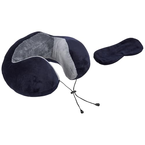 Premium Travel Neck Pillow + Sleeping Eye Mask Combo with Portable Bag| Ergonomic | Orthopedic Support | Super Soft Fabric | Ideal for Flight, Car & T