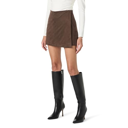 The Drop Women’s Kamila A-Line Mini Skort, Faux Suede Hot Fudge, 4X, Plus Size