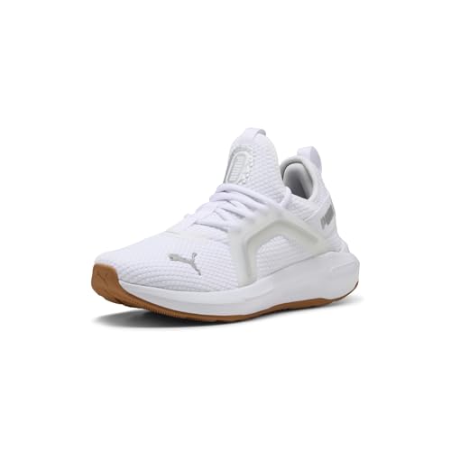 PUMA Women's Softride Enzo 5 Cross Training Shoes, White-Silver-Black, 10
