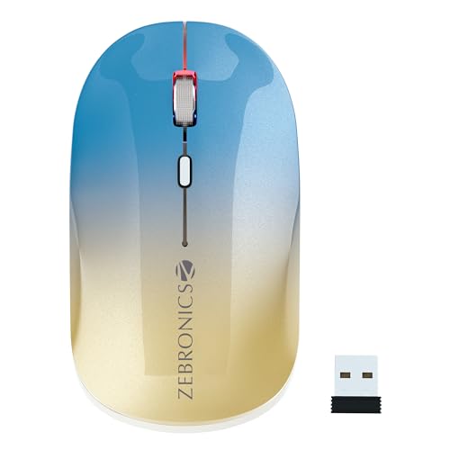 ZEBRONICS Poise Rechargeable Wireless Mouse, Dual Mode (2.4GHz + BT), Upto 1600 DPI, Silent Operation, 4 Buttons, Comfortable & Ergonomic, for Mac | L