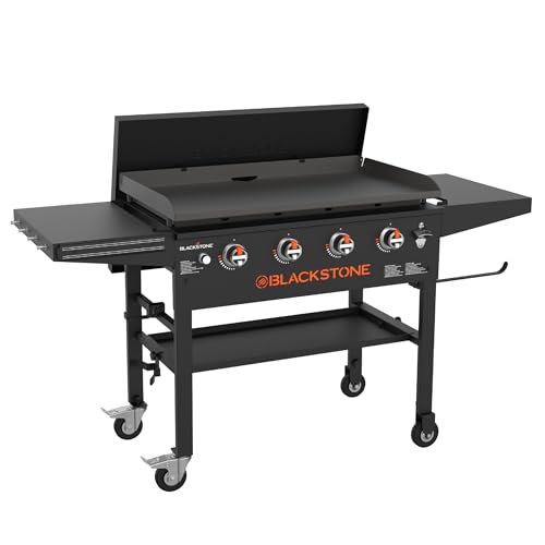 Blackstone Omnivore Outdoor Flat Top Gas Griddle w/ Hard Cover, 36” - for Breakfast, BBQ & Grilling w/ Steel Cooking Surface, Folding Side Shelves, Rear Grease System & Push-Button Ignition
