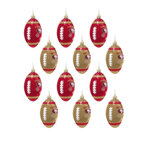 FOCO San Francisco 49ers NFL 12 Pack Football Ornament Set