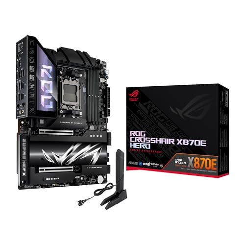 ASUS ROG Crosshair X870E Hero AMD X870E AM5 ATX Motherboard, Advanced AI PC Ready, 18+2+2 Power Stages