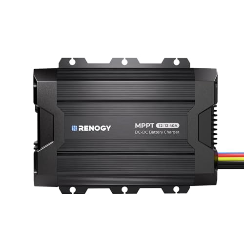 Renogy DC to DC Charger with MPPT 12V 40A Solar Input - 670W Dual Charging Car Battery Chargers for RV Marine Camping Compatible with LiFePO4 Gel Flooded and Sealed Lead Acid Batteries