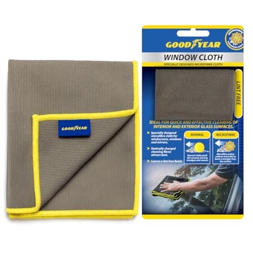 Goodyear microfibre Window Cloth I Designed Microfiber Cloth for windscreens, windows and mirrors| Statically charged cleaning| Leaves lint free finish| Ideal for effective cleaning of glass surfaces