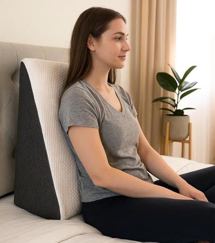 amazon basics Memory Foam Orthopedic Wedge Pillow |for Neck, Back Support, Cervical Pain, Acid Reflux, Snoring, GERD, Leg Elevation, Pregnancy -Ultra 