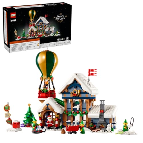 LEGO Icons Santa's Post Office Building Set for Adults - Christmas Village Decoration for Home - Includes Santa Minifigure, 4 Elves Minifigures, and More - Gift Idea for Men and Women - 10339