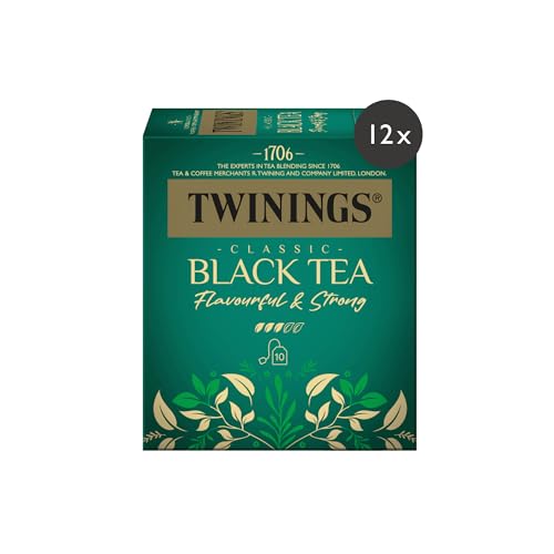 5,00€ Coupon! Twinings CLASSIC BLACK TEA Schwarzer Tee im Teebeutel - klassischer Schwarztee aus dem Hochland von Kenia, beliebter Tee zum Frühstück, 12er Pack (je 10 Beutel)